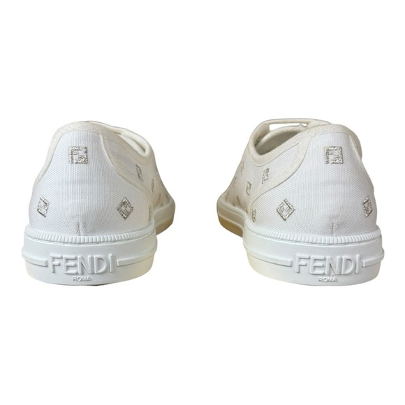 Fendi Domino White Canvas Logo Sneakers Size 40 / US 10 – Pristine Condition - Picture 7 of 16